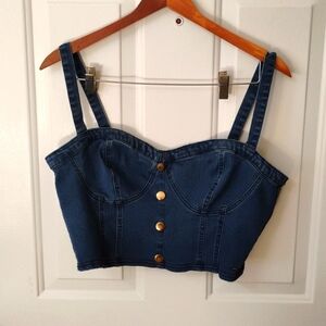 Guess Blue Bustier Tank Top